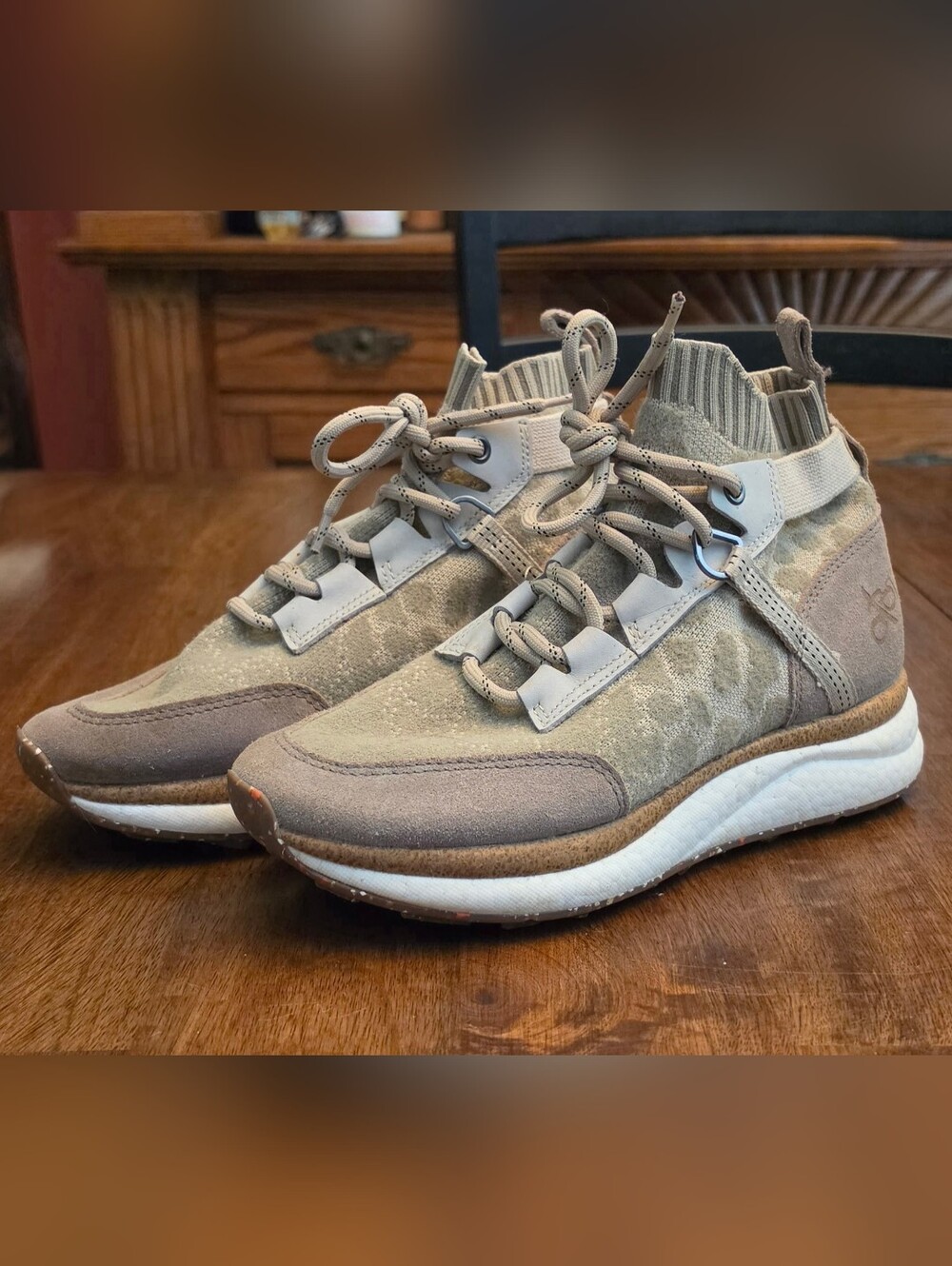 OTBT Neutral Knit High-Top Sneakers - Taupe & Camel Brown